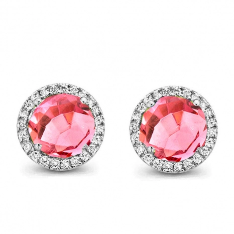 Boucles d'oreilles Tourmaline Rose et diamants - One More