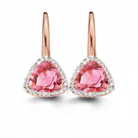  Boucles d'oreilles tourmaline rose et diamants- One More