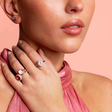  Boucles d'oreilles tourmaline rose et diamants One More