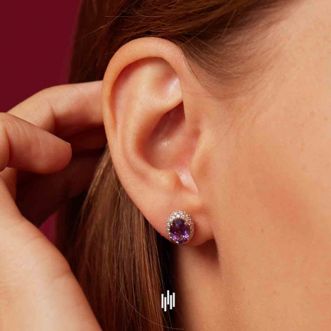  Boucles d'oreilles tourmaline rose et diamants One More