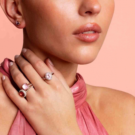 Boucles d'oreilles tourmaline rose et diamants  One More