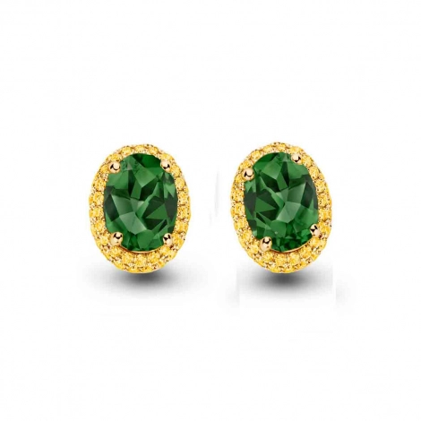 Boucles d'oreilles tourmaline verte et saphir jaune - One More