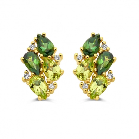 Boucles d'Oreilles Tourmaline Verte - Peridot et Diamants