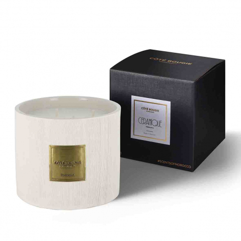 Bougie Parfume Cramique stri - Gingembre - White M -