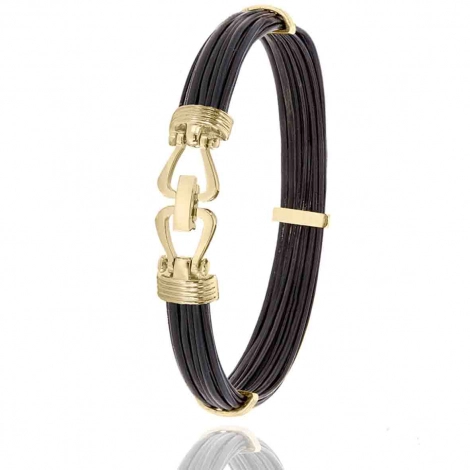 Bracelet Albanu poils d'lphant fermoir anneaux or jaune