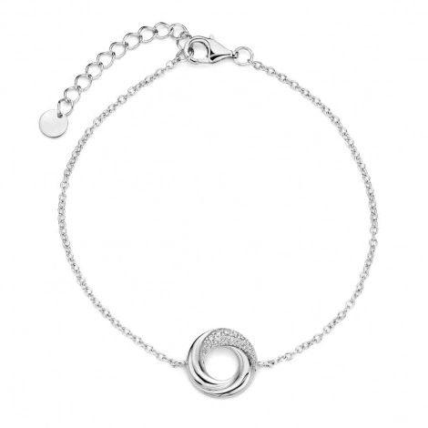 Bracelet Argent avec motif rond serti de zirconium - Naiomy