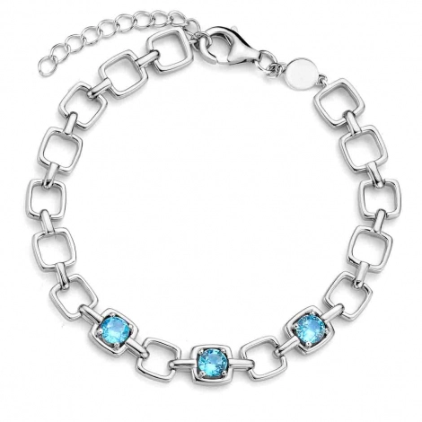 Bracelet Argent avec pierre bleu clair - Naiomy