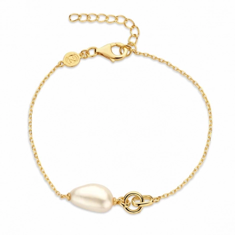 Bracelet argent - plaqu or - perle d'eau douce - Naiomy