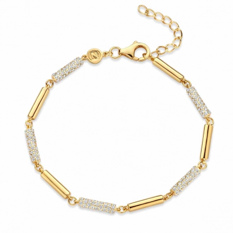 Bracelet argent plaque or sertie d'oxydes - Naiomy