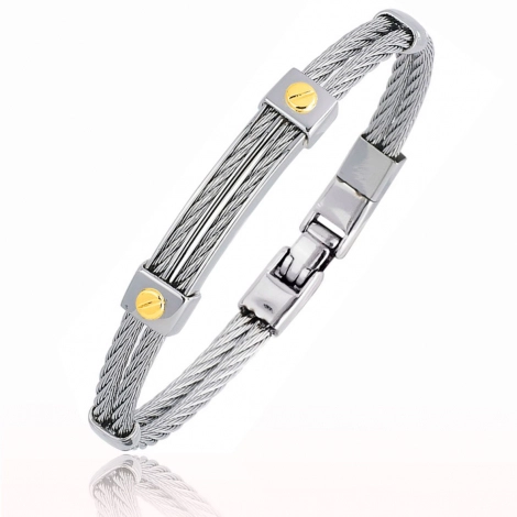Bracelet Cble acier et or