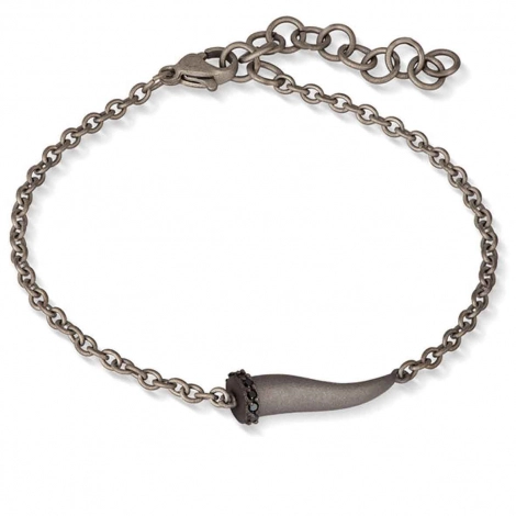 Bracelet corne Mano J en titane et diamants noirs