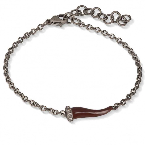 Bracelet corne mocha Mano J en titane et diamants blancs