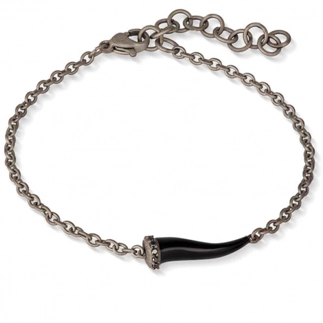 Bracelet corne noire Mano J en titane et diamants noirs