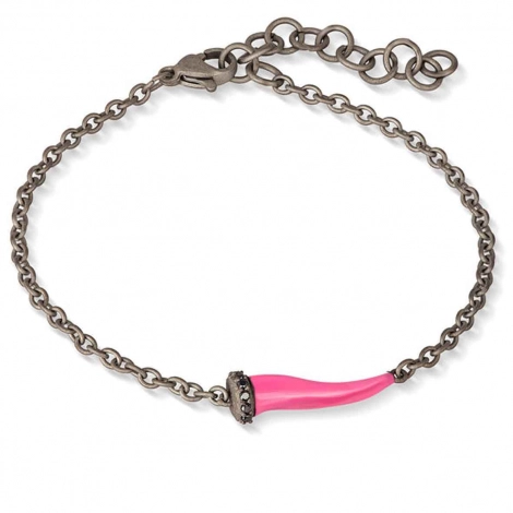 Bracelet corne rose Mano J en titane et diamants noirs