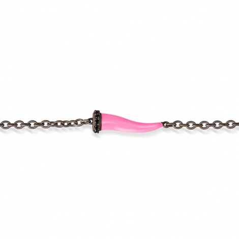 Bracelet corne rose Mano J en titane et diamants noirs
