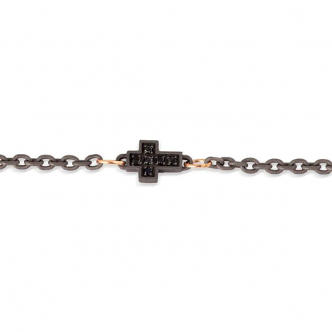 Bracelet croix Mano J - Diamant noir - Titane or