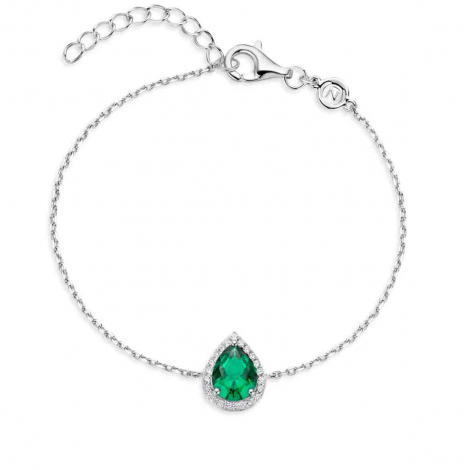 Bracelet en argent -pierre verte forme de poire et oxydes - Naiomy à combiner