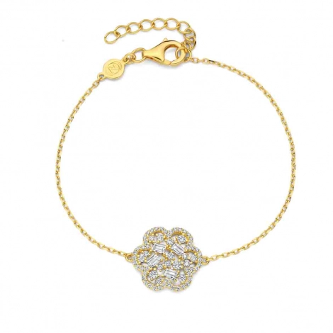 Bracelet en argent plaqu or jaune avec motif floral- Naiomy