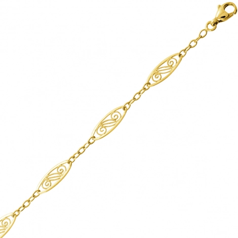 Bracelet en or 9 carats maille Filigranes 5mm