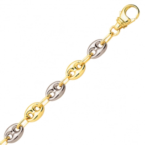 Bracelet en or Grain de Caf 6 mm bicolore