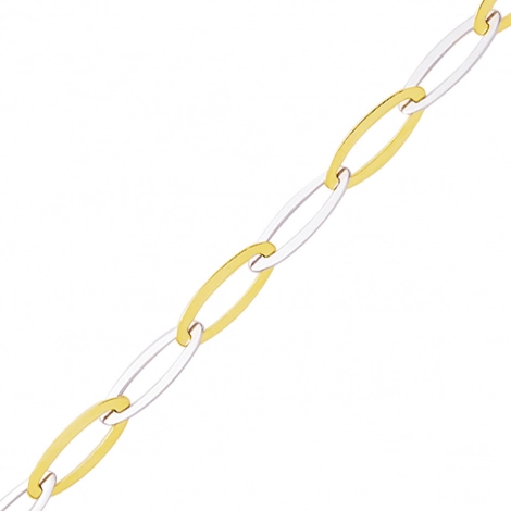 Bracelet fantaisie 2 ors 9 carats maille ovale