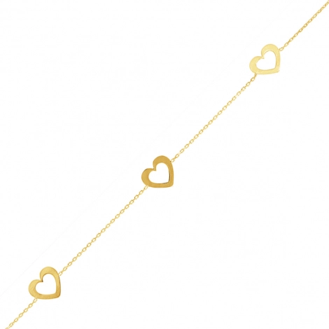 Bracelet fantaisie en or motif coeur 