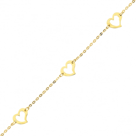 Bracelet fantaisie en or motif coeur
