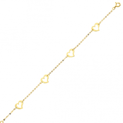Bracelet fantaisie en or motif coeur