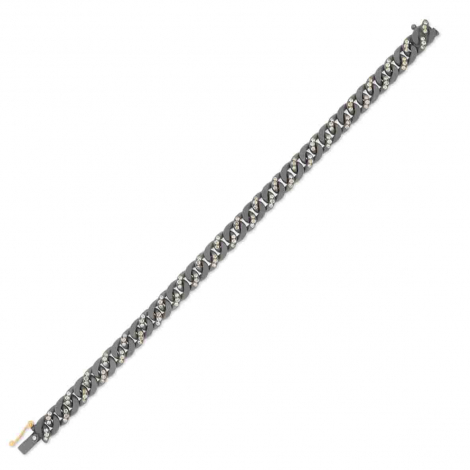 Bracelet Gourmette Mano J en titane et Diamants Bruns