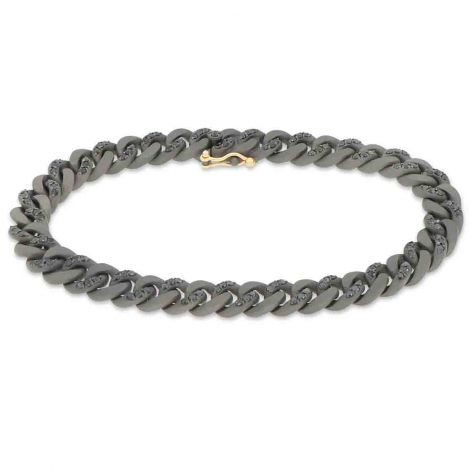 Bracelet Gourmette Mano J en titane et Diamants Noirs � combiner