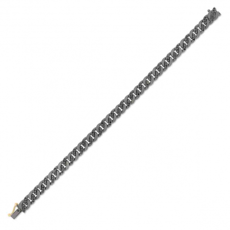 Bracelet Gourmette Mano J en titane et Diamants Noirs