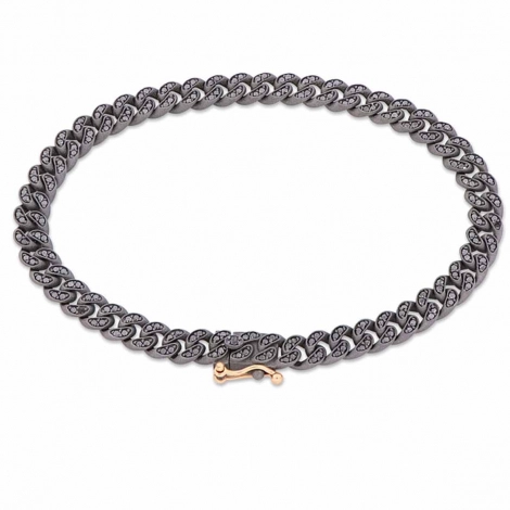 Bracelet Gourmette Mano J en titane et or et diamants noirs