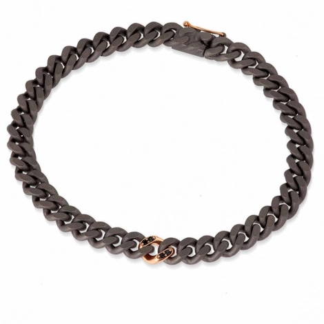 Bracelet Gourmette Mano J en titane et or et diamants noirs