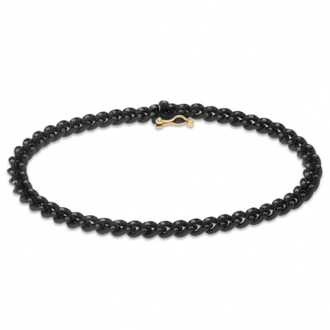 Bracelet Gourmette Mano J en titane noir et or et diamants noirs