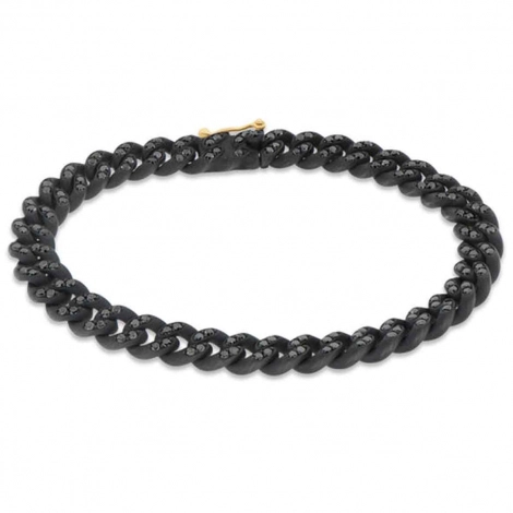 Bracelet Gourmette Mano J en titane noir et or et diamants noirs