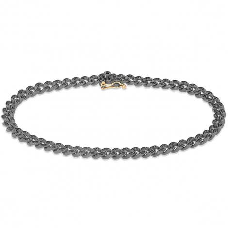 Bracelet Gourmette Mano J en titane -  or et Diamants Noirs � combiner