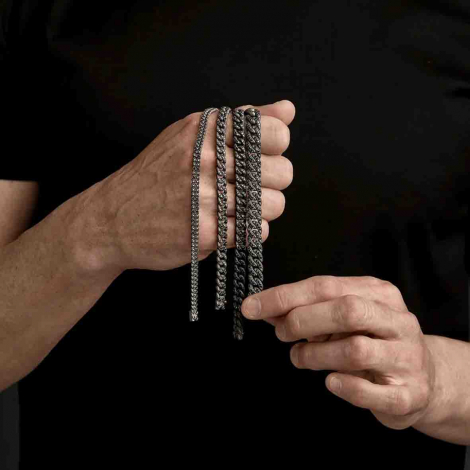 Bracelet Gourmette Mano J en titane -  or et Diamants Noirs