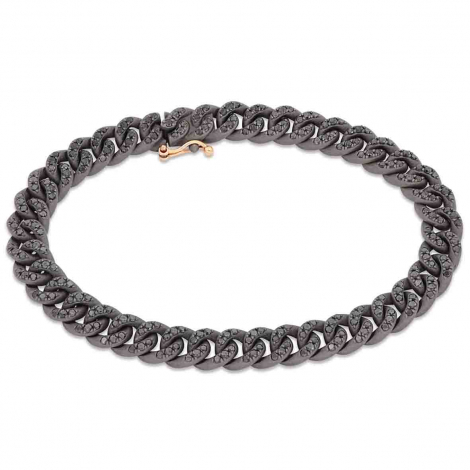 Bracelet Gourmette Mano J en titane -  or et Diamants Noirs � combiner