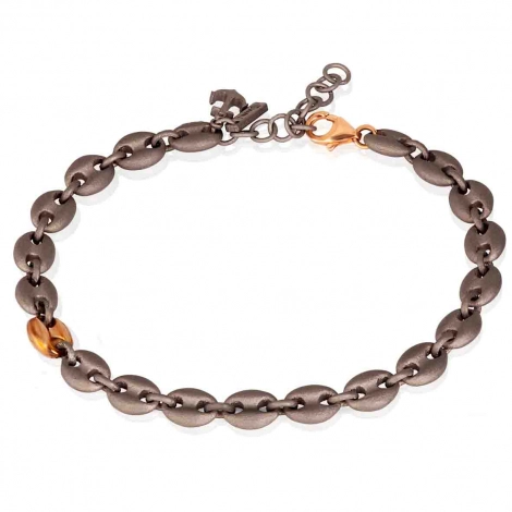 bracelet Homme Mano J homme Grain de Caf - titane et or 9 kt - diamant noir