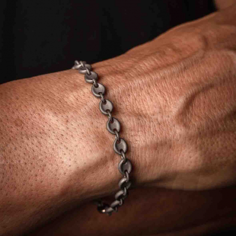 bracelet Homme Mano J homme Grain de Caf - titane et or 9 kt - diamant noir