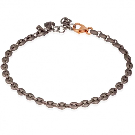 Bracelet Homme Mano J homme Grain de Caf - titane et or 9 kt - diamant noir