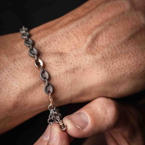 Bracelet Grain de caf� - titane et or 9ct