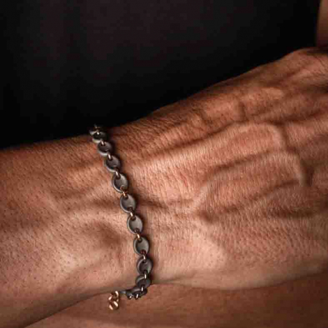 Bracelet Grain de caf - titane et or rose 9ct