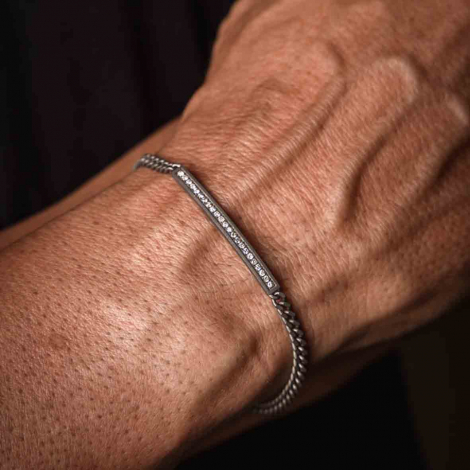 Bracelet Homme Mano J en titane et Or serti de diamants blancs