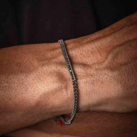 Bracelet Homme Mano J en titane et Or serti de diamants noirs