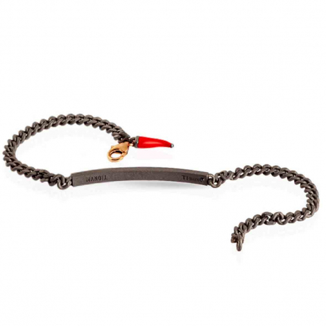 Bracelet Homme Mano J en titane et Or serti de diamants noirs