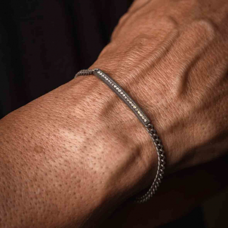 Bracelet Homme Mano J en titane et Or serti de Rubis