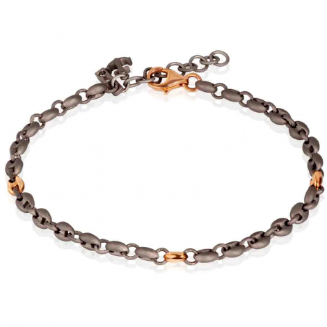 Bracelet Homme Mano J - Grain de Caf titane et or, ancre titane et diamant noir