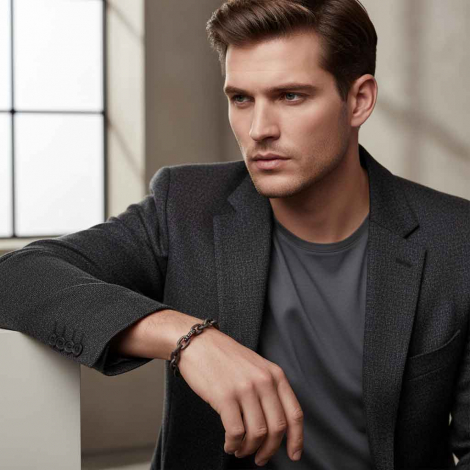 Bracelet Homme Mano J - Titane - Diamants Noirs