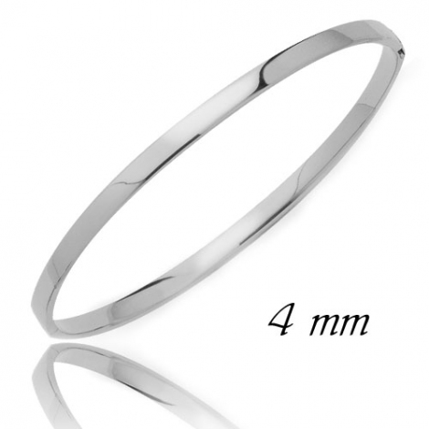 Bracelet Jonc or en Or Blanc 5.5g large de 4 mm Agata - 641013